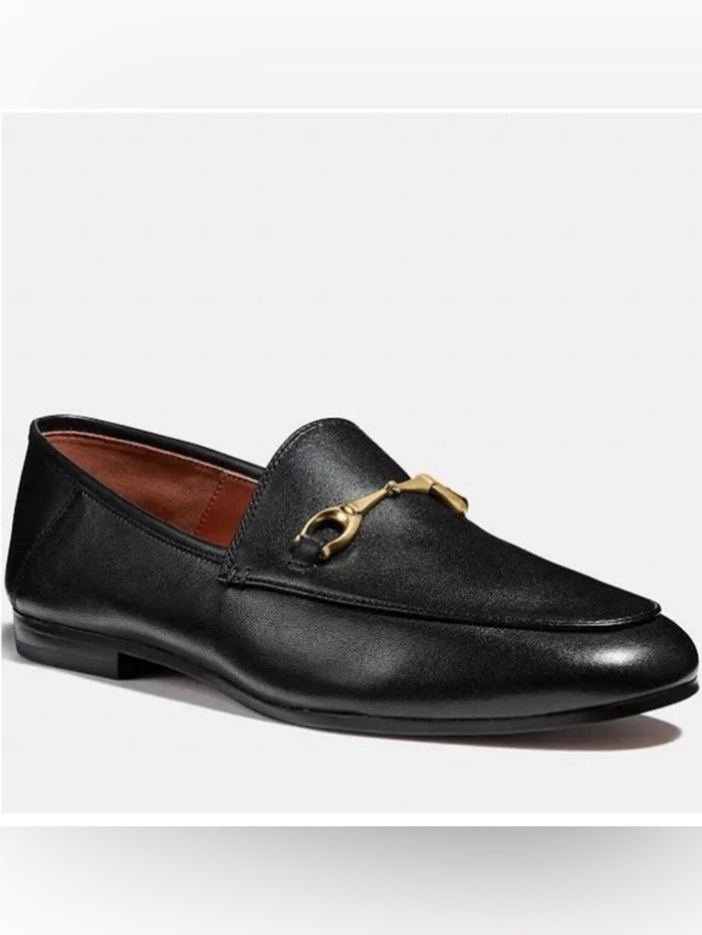 Coach Haley Black Leather Loafer with Gold Horsebit Size 6 - Picture 2 of 8